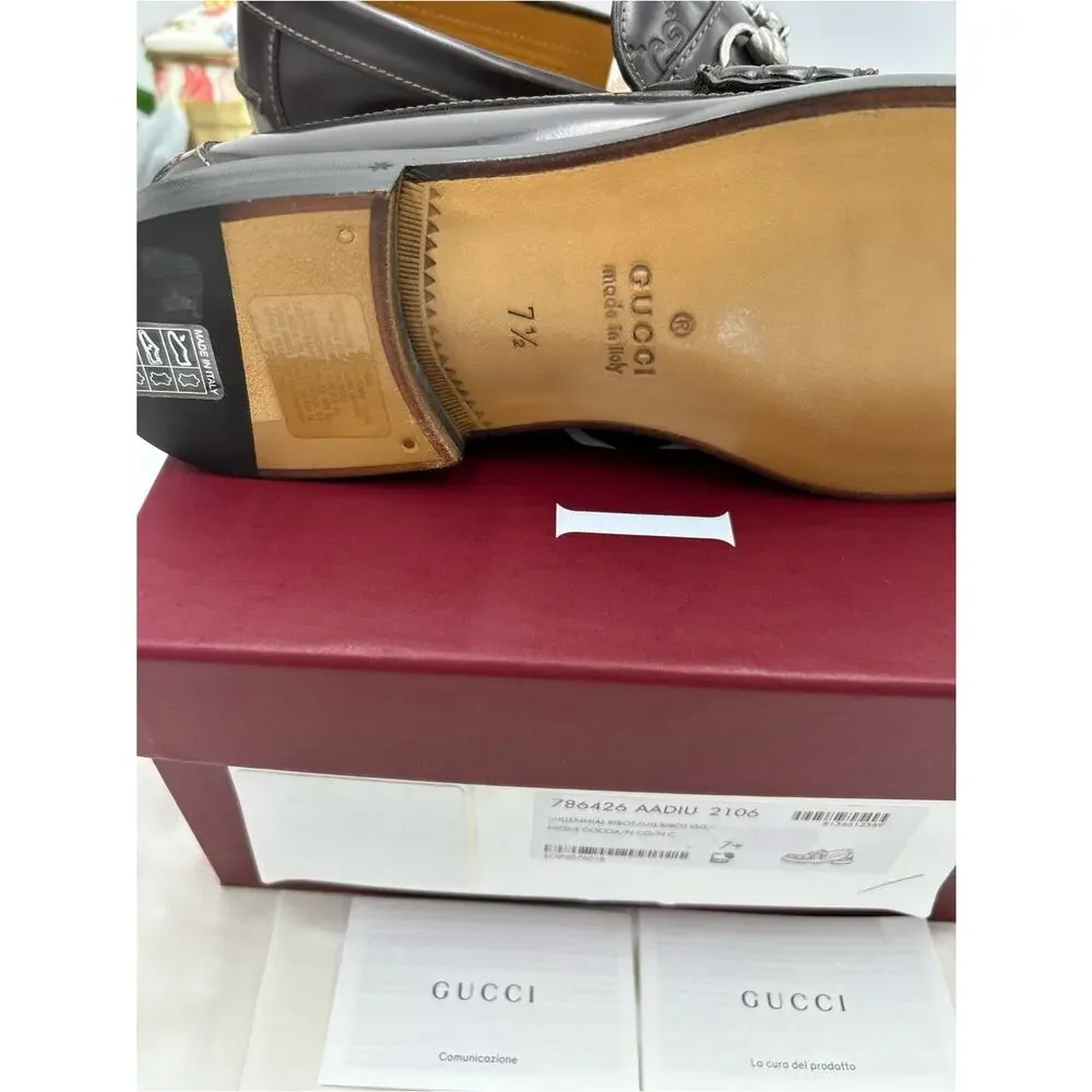 Men's Gucci KAVEH GG embossed leather loafers size 7.5 fits 8 US made in Italy